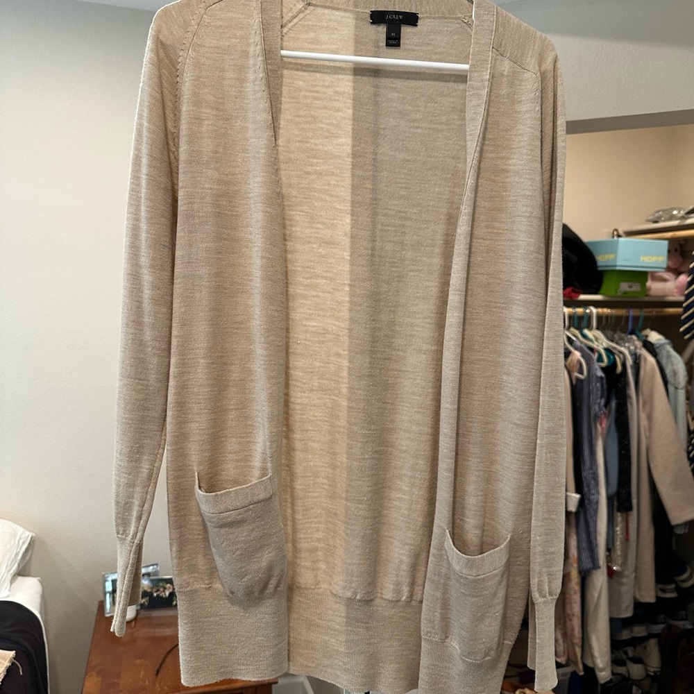 J. Crew Women's Light Tan Cardigan Sweater